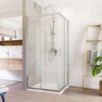 Mereo Sprchovací kút, LIMA, štvorec, 90x90x190 cm, chróm ALU, sklo Číre CK608A23K