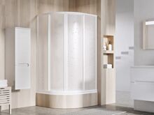Ravak štvrťkruhový sprchový kút SKCP4-80 SABINA white, Pearl 80x80x170 cm