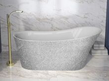 Besco CALIMA Glam voľne stojaca akrylátová vaňa 170x74 cm,Striebro,sifón click-clack Čiern