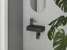 Ravak Veda Wall 40 L umývadlo 40,8x22 cm s otvorom pre batériu, bez prepadu, čierna matná