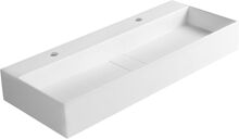 Sapho CUBIS umývadlo, liatý mramor, 100x40cm, dva otvory pre batériu, biela