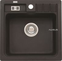 Alveus NIAGARA 20 kuchynský granitový drez so sifónom 46,5x46,5 - G-91 Black 1089484