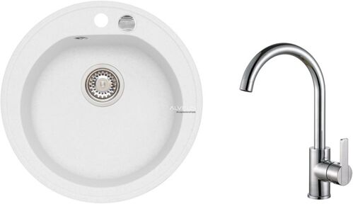 Alveus SET ALVEUS granit drez pr.51cm NIAGARA 10 okrúhly Biely a batéria TONIA Chróm