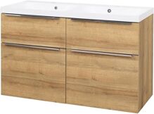 Mereo Mailo, kúpeľňová skrinka s umývadlom z liateho mramoru 121 cm, dub Riviera, chróm ma CN523M CN523M