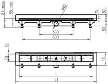 CHUDEJ, BASIC Podlahový lineárny plastový žľab ku stene 450 mm, lesklýarošt (1)
