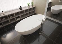 Aquatek NANCY voľne stojaca vaňa tvrdený liaty kameň 180x85x52cm biela+sifón
