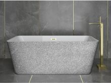 Besco EVITA Glam voľne stojaca akrylát. vaňa 160x80 cm,Strieborná,sifón click-clack Zlatý