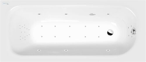 Polysan EBRO hydromasážna vaňa, 170x75x39cm, Highline Hydro-Air, Biela,krytka Chróm