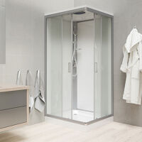 Mereo Sprchový box, štvorcový, 80cm, satin ALU, sklo Point, zadne steny biele, SMC vanička CK34172KBSW Mereo Sprchový box, štvorcový, 80cm, satin ALU, sklo Point, zadne steny biele, SMC vanička CK34172KBSW
