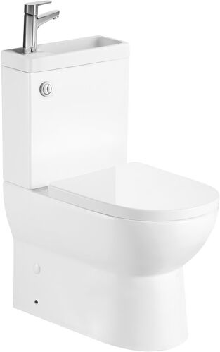 Aqualine JALTA HYGIE WC kombi, Rimless, spodný/zadný odpad, biela