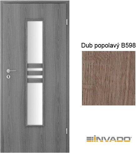INVADO SET dvere NIDA 2 presklené, fólia, Dub Popolavý B598+zárubeň