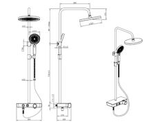 Kielle Sprchový set s termostatom, 26 cm, 3 prúdy, čierna/biela 20602004 (2) (1)