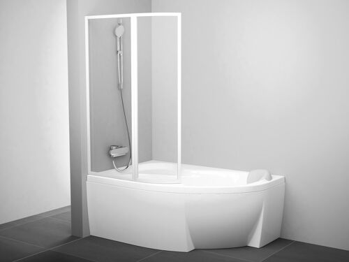Ravak VSK2 ROSA 170 L vaňová zástena, Ľavá, otočný a pevný diel, Biela, číre sklo 76LB0100