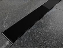 Besco VIRGO BLACK Odtokový žľab Nerez, rošt 80cm Čierne sklo ZLOL80VBL