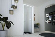 Forte DECO N2S zalamovacie sprchové dvere 110x200 cm,Číre sklo,rám Biely,Pravé