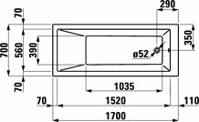 Laufen PRO vaňa 170x70cm s panelom pravým a konštrukciou, biela, akrylátová (1)