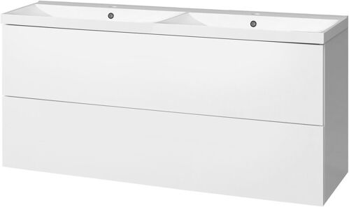 Mereo Aira, kúpeľňová skrinka s umývadlom z liateho mramoru 121 cm, biela