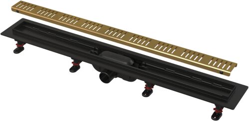 ALCA Simple-Podlahový žľab s okrajom pre perforovaný rošt, mosadz APZ10BLACK-850BRASS