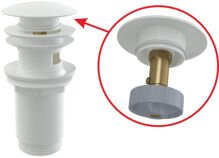 ALCA Výpusť umývadlová CLICK/CLACK 5/4" celokovová s prepadom, veľká zátka biela A392B A39