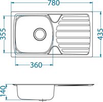 Alveus SET ALVEUS nerez drez 78x43,5 BASIC 170 fi 90 a batéria GRANDIA Chróm (5) (4)