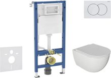 Geberit SET Duofixa závesné WC Oudee so sedátkom Slim Soft Close, tlačítko DELTA 01 Alpská Biela SANI11CA3116B