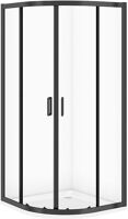 Cersanit Arteco set C706 štvrťkruhový sprchový kút 90x90x190 cm Posuvné dvere sklo Číre profil Čierny a vanička Tako 90x90x4 cm Biela