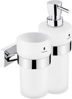 Nimco KEIRA držiak dávkovača na tekuté mydlo a pohárika chróm/matné sklo, 250ml KE 2205831W-T-26