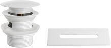 Aqualine SET krytka prepadu, vaňová výpusť 1"1/2, Click Clack, biela lesk TF9005W Aqualine SET krytka prepadu, vaňová výpusť 1"1/2, Click Clack, biela lesk TF9005W