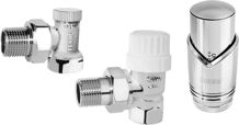 Ferro design sada Rohová 1/2" termostatický ventil-spiatočka-hlavica M30x1,5 9-30°C, Chróm ZTM31CR